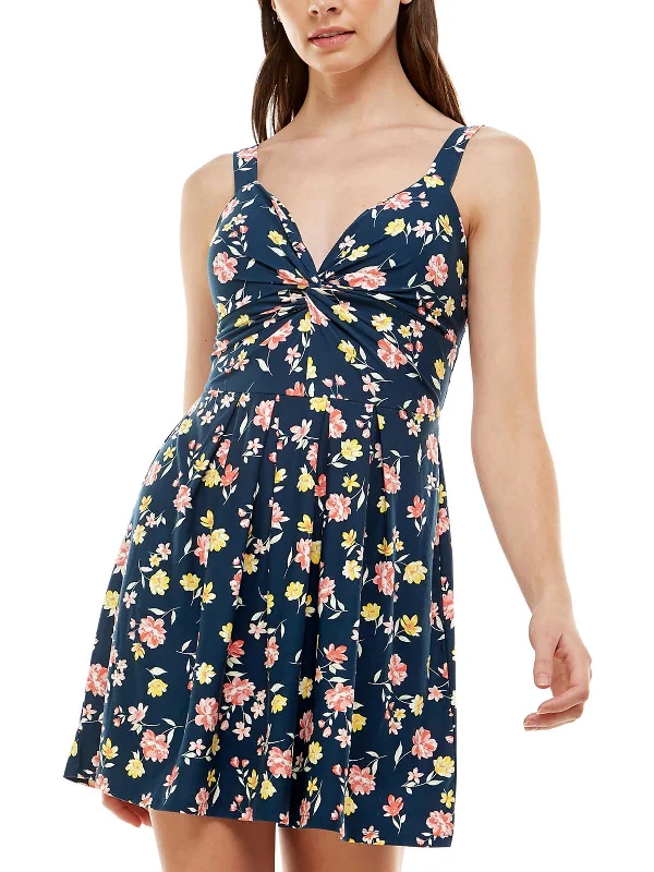 Trendy Items Juniors Womens Knit Floral Mini Dress