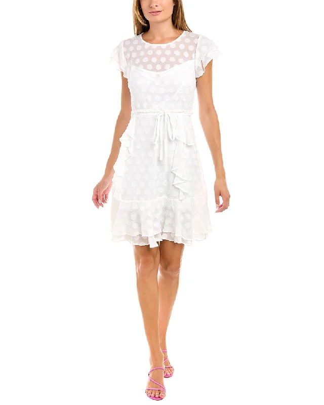 KARL LAGERFELD Clip Dot Tiered Ruffle Mini Dress