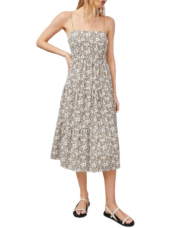 Short Design Leni Womens Organic Cotton Floral Print Maxi Dress