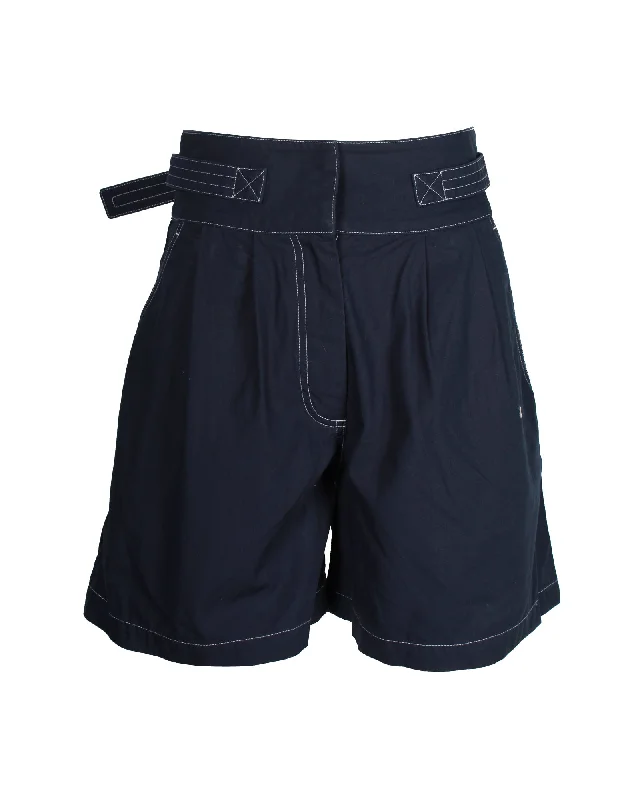 Casual And Casual Loewe Belted Casual Shorts in Navy Blue Cotton
