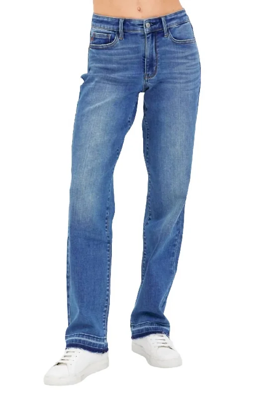 Wearable At Home Or Out Midrise Straight Leg Denim In Medium Wash