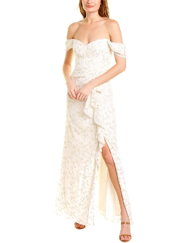 ML Monique Lhuillier Off-the-Shoulder Gown