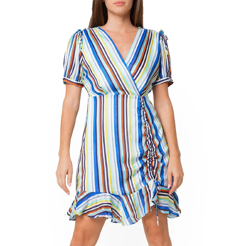 Cute Style Multi-color Ruched Dress in Beach