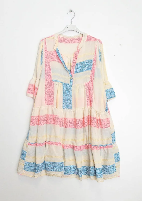 Elegant Style Multicolor Cotton Mini Dress 71343