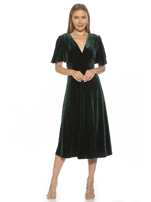 College Style Nola Velvet Midi Dress