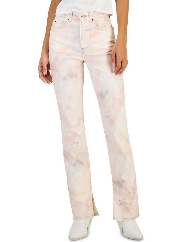 Fashionable And Versatile Pauline Womens Tie Dye Split Hem Straight Leg Jeans