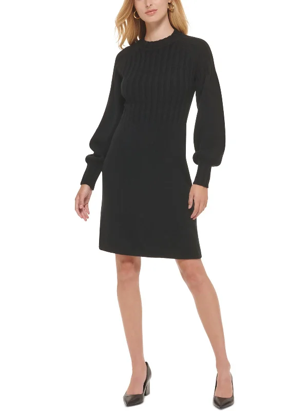 Street Fashion Petites Womens Ribbed Midi Sweaterdress