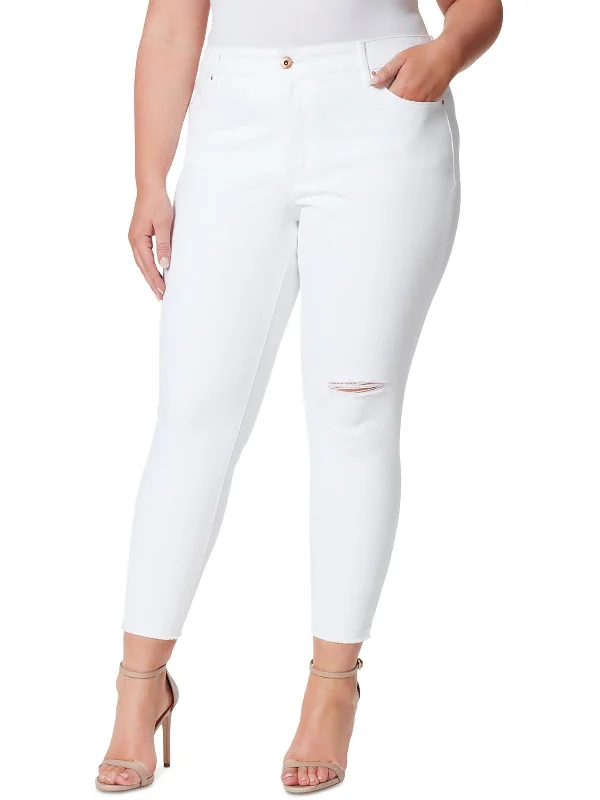 Minimalism Plus Womens High Rise Destroyed Skinny Jeans