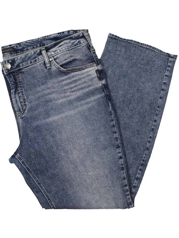Simple And Comfortable Plus Womens High Rise Faded Bootcut Jeans