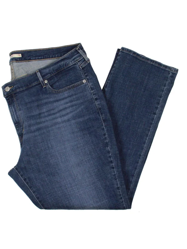 Sexy Fun Plus Womens Hypersoft Mid Rise Straight Leg Jeans