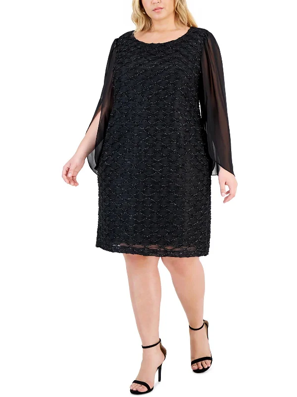 Cool Summer Plus Womens Jacquard Knee Sheath Dress