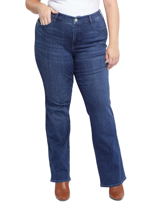 Unique Design Plus Womens Knit Denim Bootcut Jeans