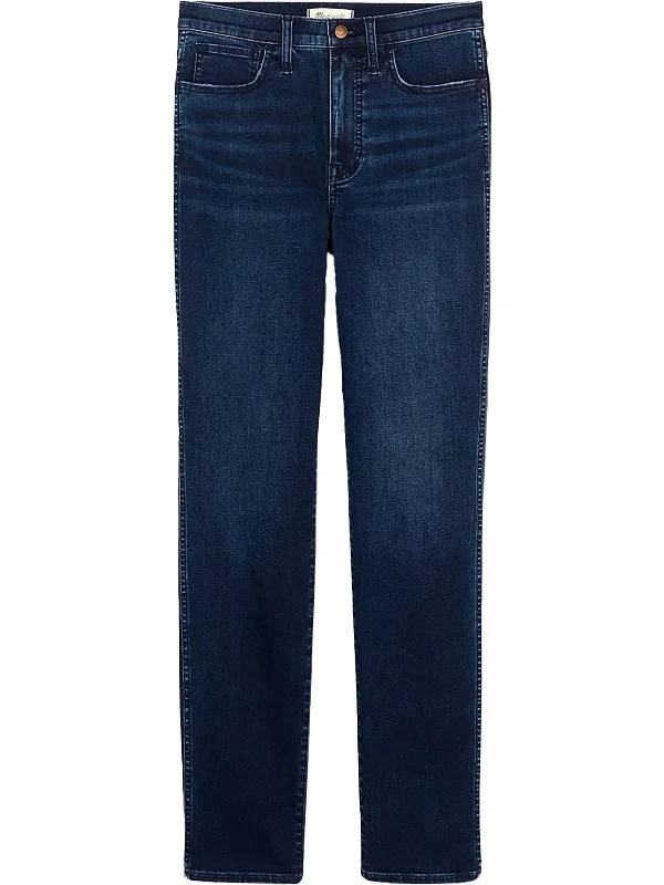 Embroidered Letters Plus Womens Mid-Rise Dark Wash Skinny Jeans