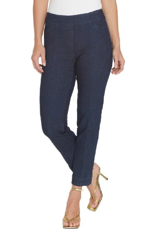 Pull-On Denim Ankle Pants with Back Pockets