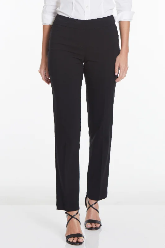 Sexy Fun Pull-On Solid Relaxed Leg Pant With Faux Front Pockets - Black