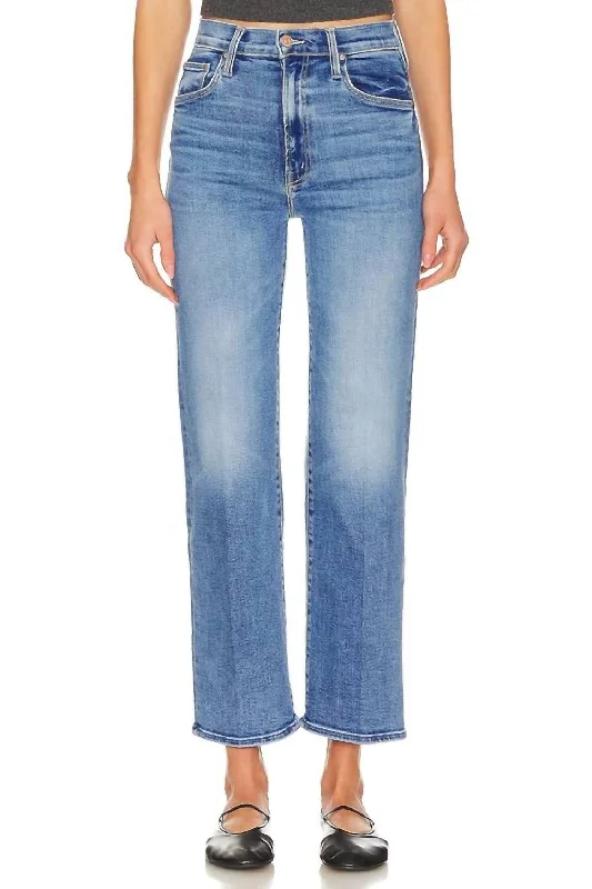 Short Design Rambler Zip Flood Straight Jeans - Petite In Out Of The Blue