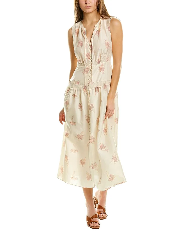 Rebecca Taylor Nora Floral Silk Midi Dress