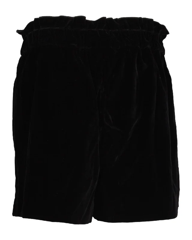 Red Valentino Elastic-Waist Shorts in Black Velvet