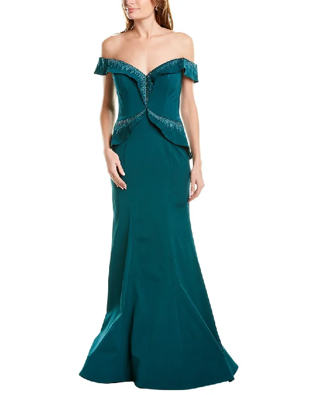 Feminine Charm Rene Ruiz Off-The-Shoulder Gown