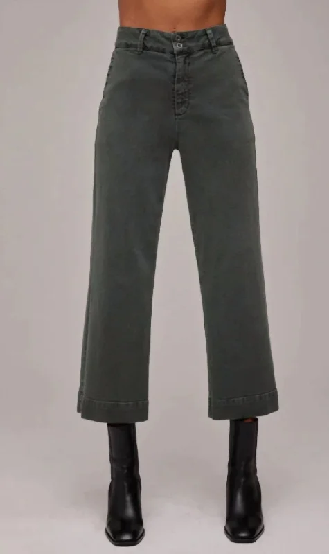 Sweet Girl Saige Wide Leg Crop Pants In Grey Grey