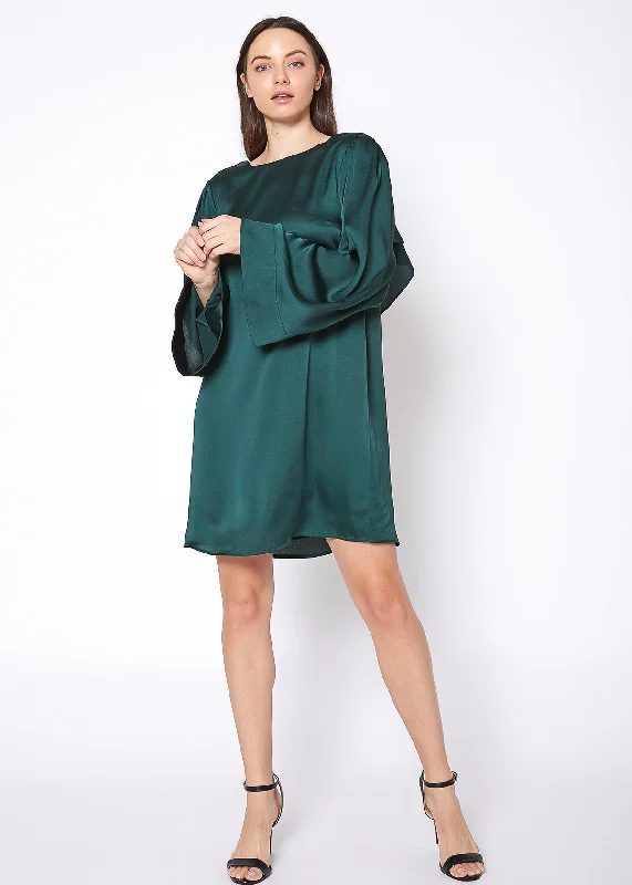 College Style Satin Cross Back Tunic Dress