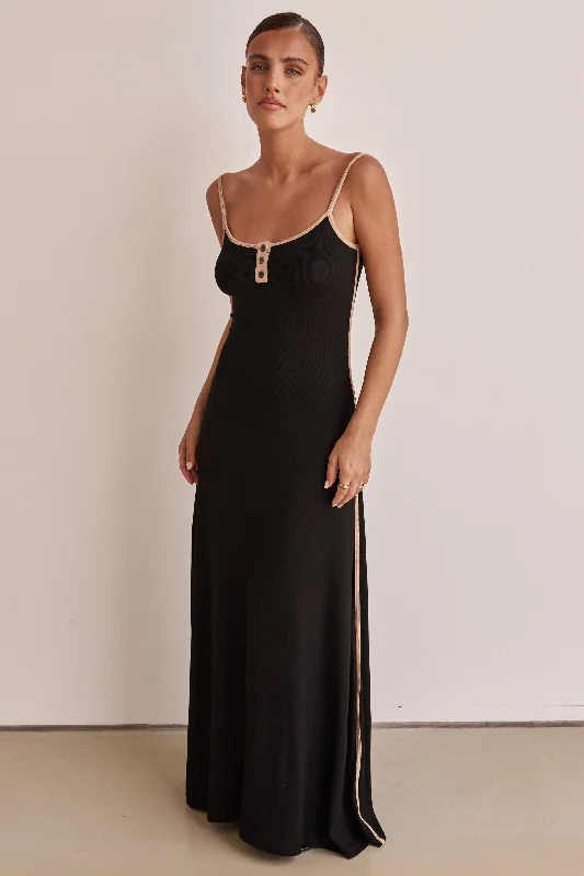 Slim Fit Simone Maxi Dress (Black)