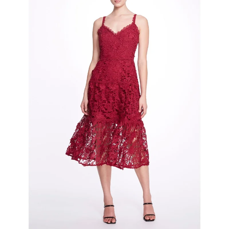 Trendy Items Sleeveless 3D Guipure Lace Midi Dress