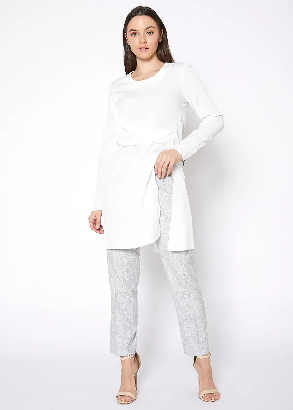 Fresh And Natural Slit Hem Twist Front Dress