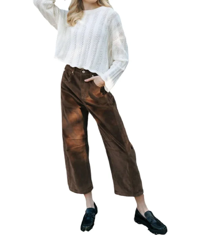 Classic Series Slouchy Cord Barrel Pants In Brown