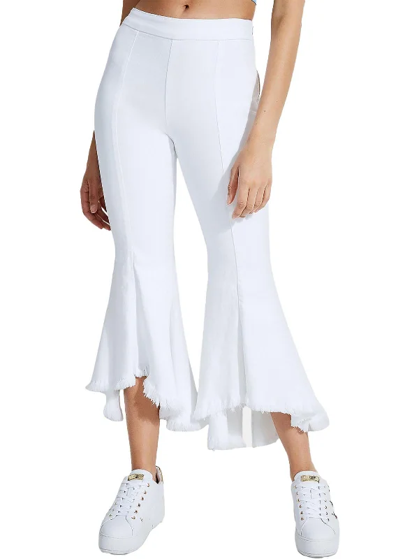 High-end Fabrics Sofia 1981 Womens Flared Frayed Hem High-Waisted Jeans