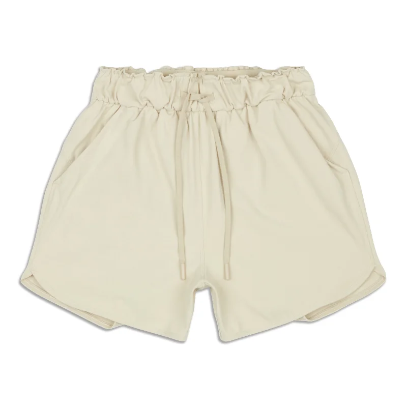 Embroidered Letters Stretch High-Rise Short