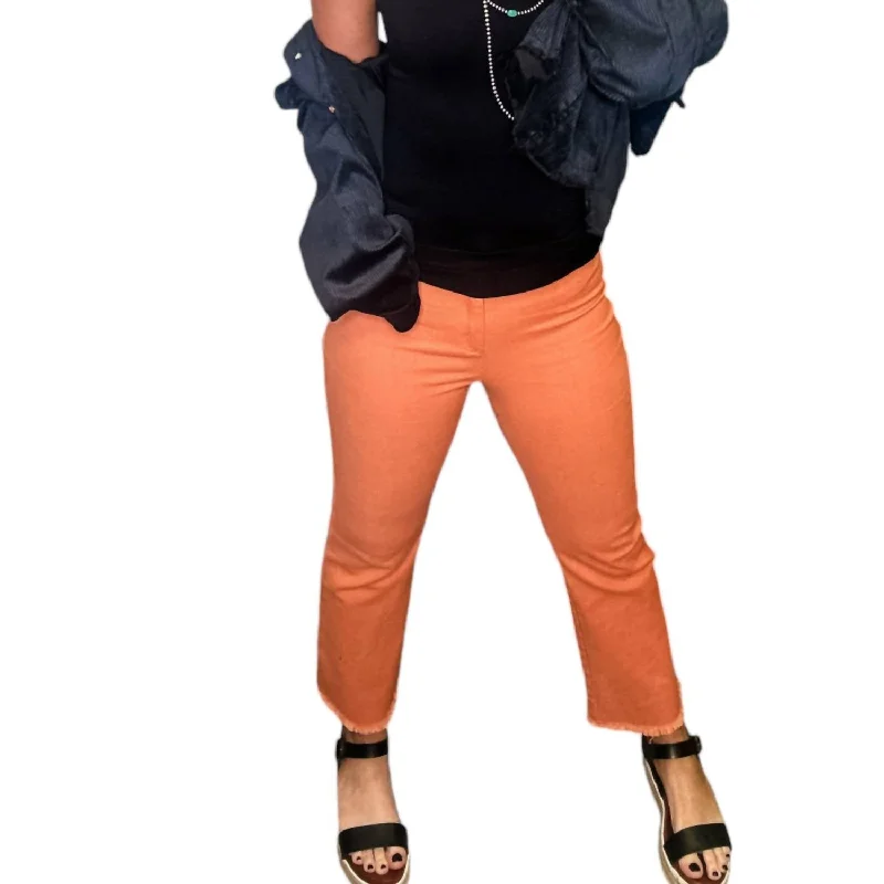 Free And Casual Stretchy Pants Cropped Flares In Orange Jeans