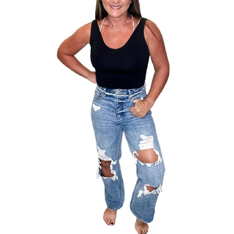 Fashion Elements Sylvie Ultra High Rise 90's Boyfriend Jeans In Blue