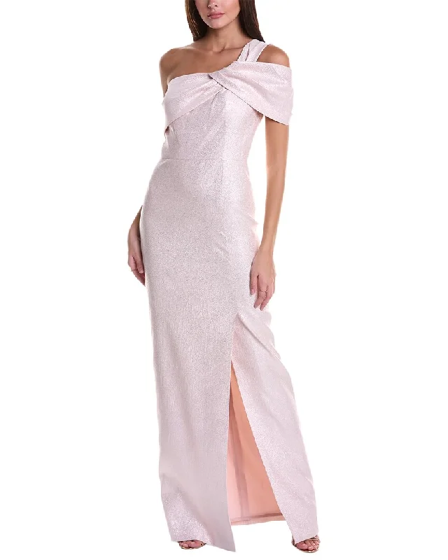 Body Design Teri Jon by Rickie Freeman One-Shoulder Gown