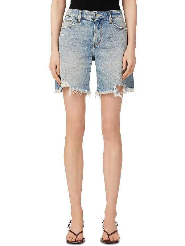 Fashionable And Versatile The 7" Lara Womens Denim Distressed Bermuda Shorts