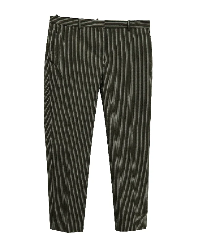 Elegant Style Theory Striped Trousers in Black and White Cotton