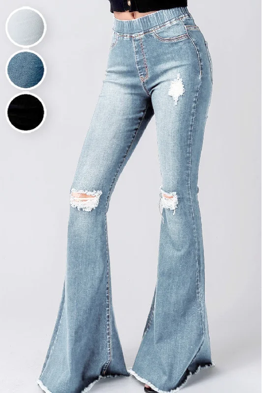 Floral Prints Trend: Notes Women's Jeans Waist Bell Bottom Jeans