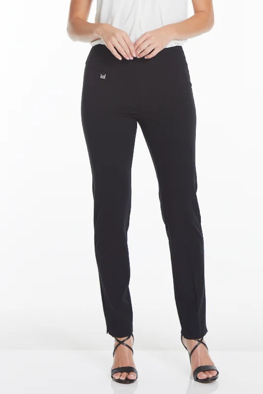 Comfortable And Versatile Wide Band Elastic Waist Black Ankle Pants