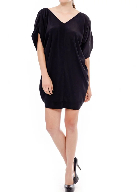 Wearable At Home Or Out Women's 100% Silk Wide V Neck Dress