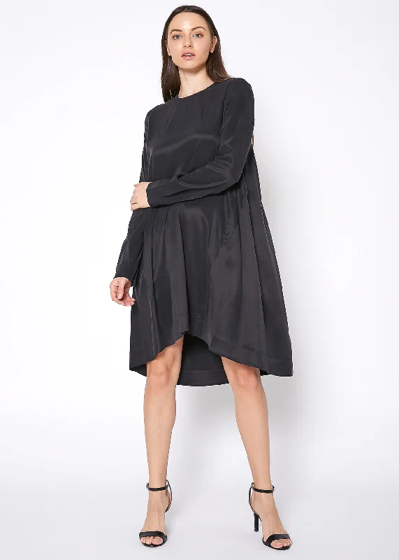 Stretch Design Women's Basic Long Sleeve Crew Neck Dress