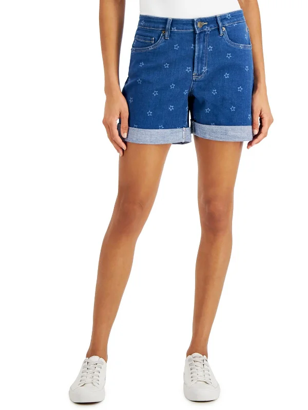 Womens Denim Pattern Denim Shorts