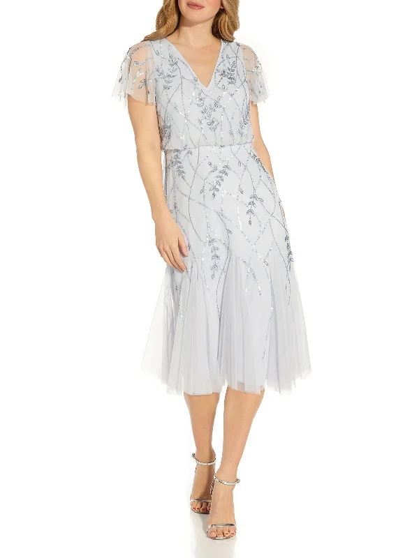 Loose Fit Womens Embellished Calf Midi Dress