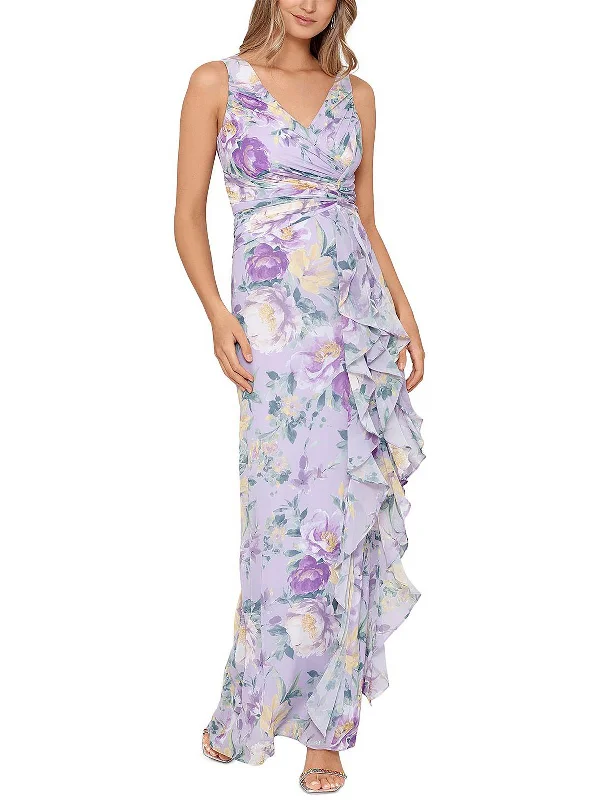 Customized Version Womens Floral Twist Front Maxi Dress