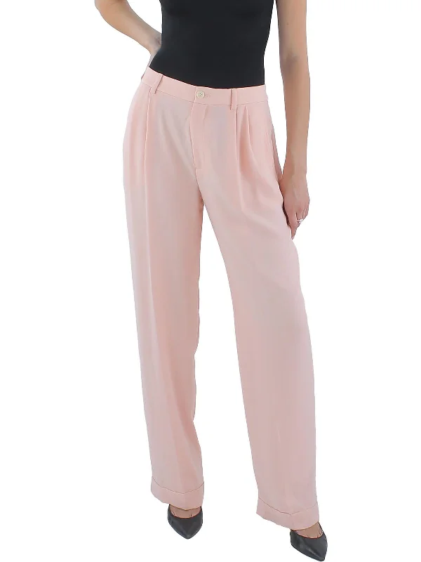 Fresh And Natural Womens High Rise Folded cuffs Straight Leg Pants