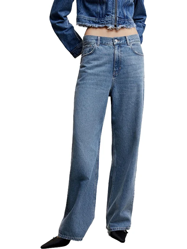 New Products Womens High Rise Medium Wash Wide Leg Jeans