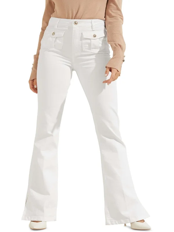 Elegant Tailoring Womens High Rise Solid Flared Jeans