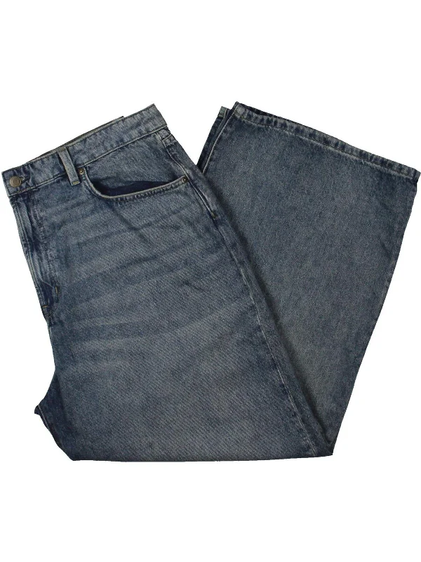 Fashion Style Womens High Rise Solid Wide Leg Jeans