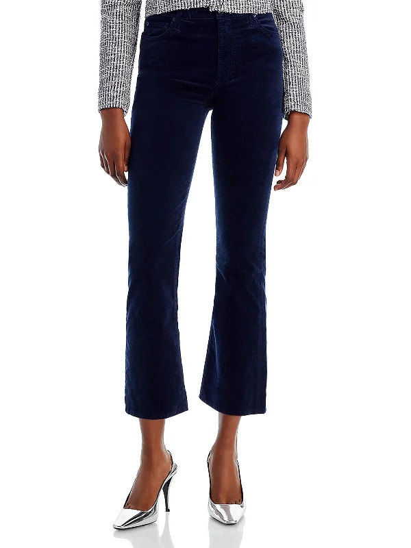 Romantic And Fresh Womens High Rise Velvet Cropped Jeans