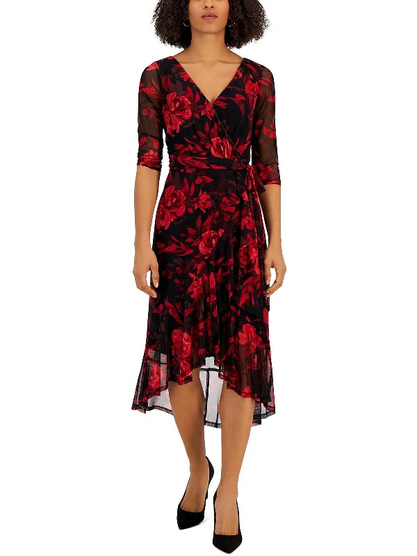 Advanced Customization Womens Mesh Floral Fit & Flare Dress