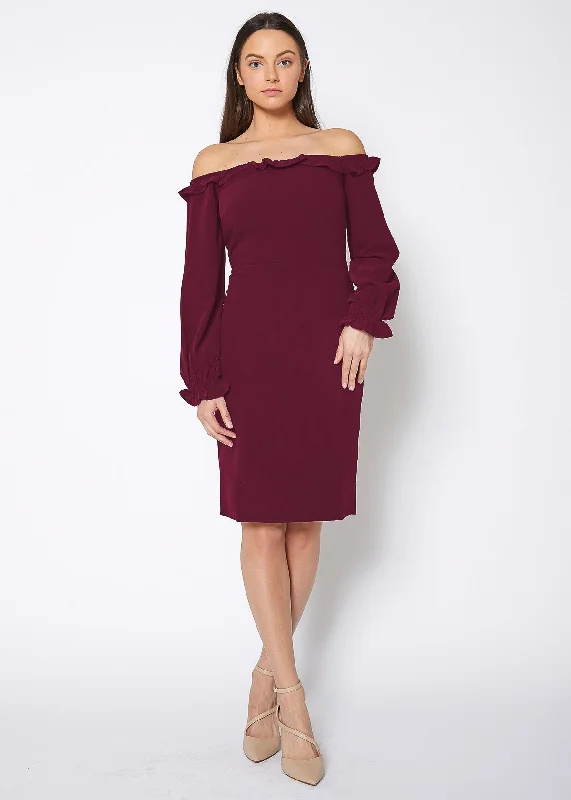 Celebrity Style Women's Off Shoulder Bodycon Dress In Red